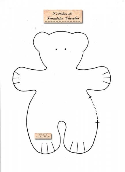 Molde para hacer un oso de peluche con fieltro (2)