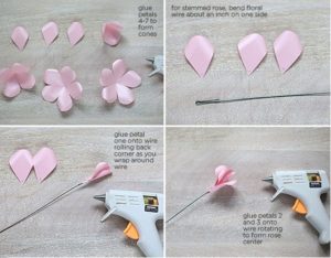 Broche de papel para cabello con forma de rosa (3)