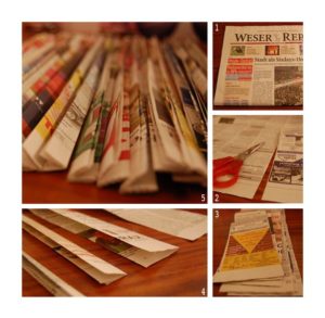 Como hacer una mini canasta con papel de revistas recicladas (2)